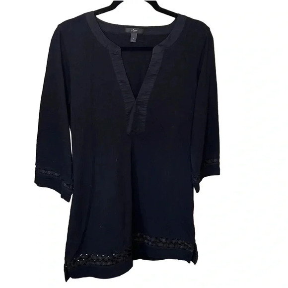 J. Crew Black Dress with Eyelet details Size L - Picture 1 of 6